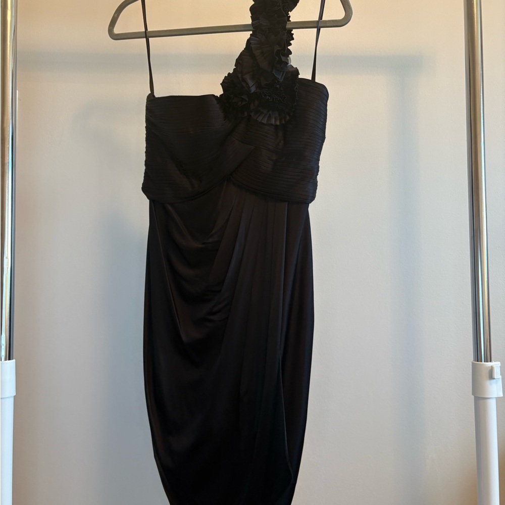 BCBGMaxAzria One Shoulder Black Dress